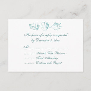 Beach Wedding RSVP Blue Seashells