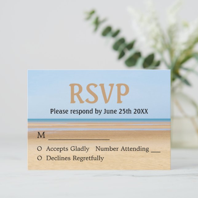 Beach Wedding RSVP Card (Standing Front)