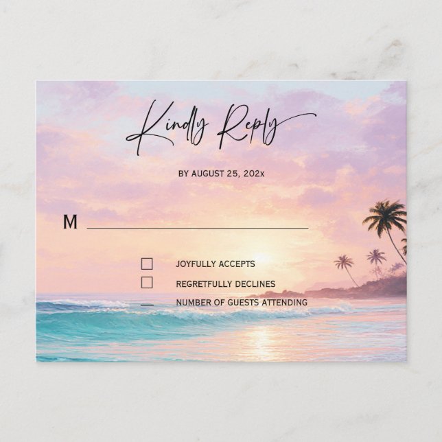 Beach Wedding RSVP cards  (Front)