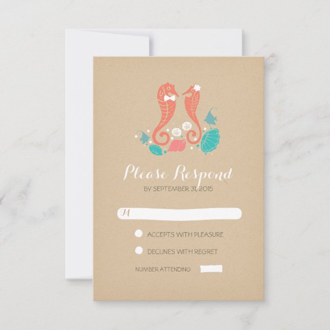 beach wedding RSVP cards (Front)