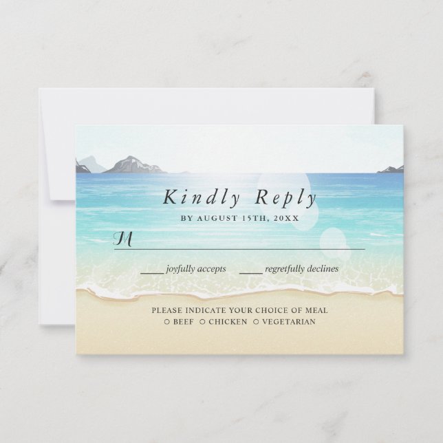 Beach Wedding RSVP Meal Choice Card (Front)