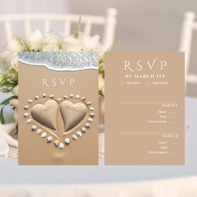 Beach Wedding RSVP-Meal options RSVP Card (Beach Wedding RSVP-Meal options RSVP Card )