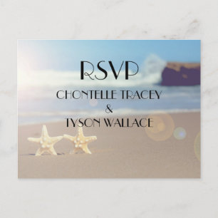 beach wedding rsvp postcard