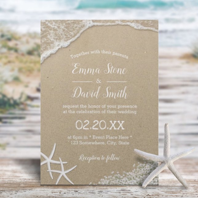 Beach Wedding Rustic Baby's Breath & Starfish Invitation (Creator Uploaded)