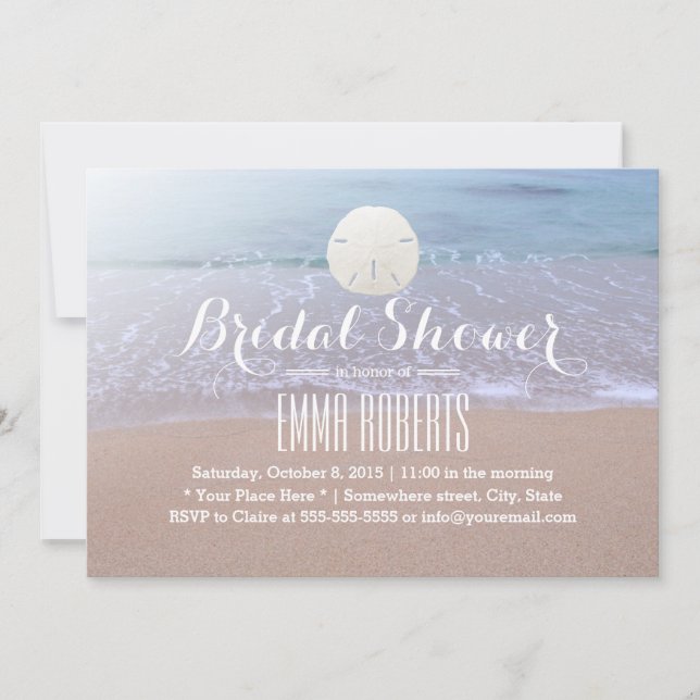 Beach Wedding Sand Dollar Bridal Shower Invitation (Front)