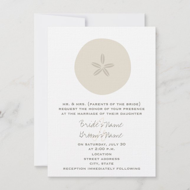 Beach Wedding - Sand Dollar Invitation (Front)