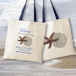 Beach Wedding Sand Dollar Starfish Welcome Tote Bag