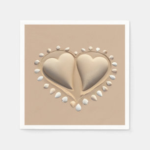 Beach Wedding Sand Hearts- Napkin
