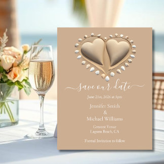 Beach Wedding Sand Hearts-Save Our Date Enclosure Card
