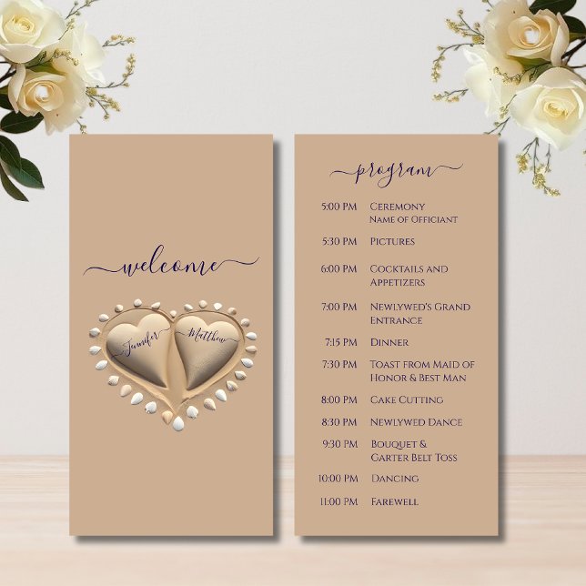 Beach Wedding Sand Hearts Wedding Program (Beach Wedding Sand Hearts Wedding Program)