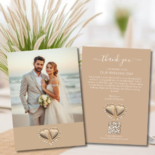 Beach Wedding Sand Hearts with Photo Invitation