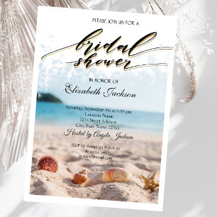 Beach Wedding,Sand, Seashells Bridal Shower Invitation