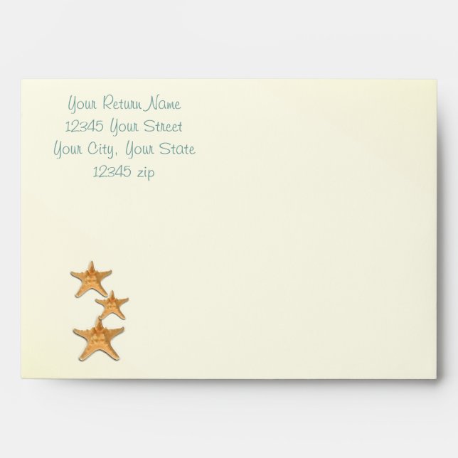 Beach Wedding Sandy Shore Envelopes (Front)