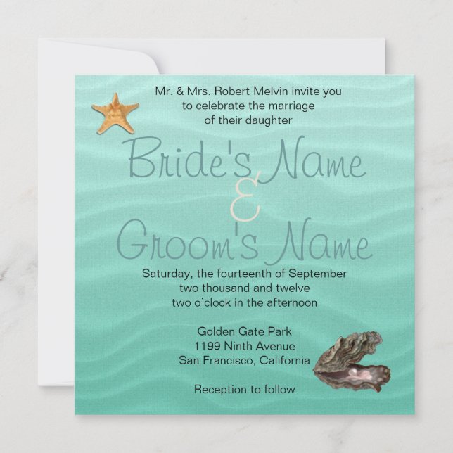 Beach Wedding Sandy Shore Invitation (Front)