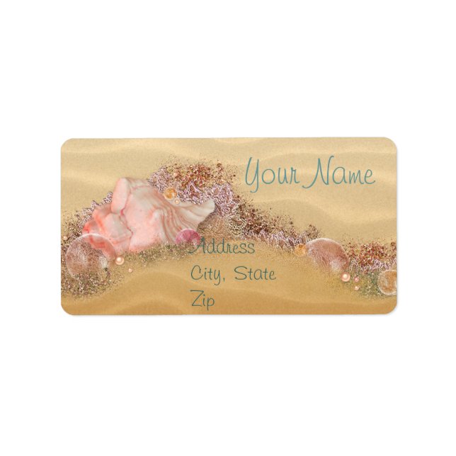 Beach Wedding Sandy Shore Label (Front)