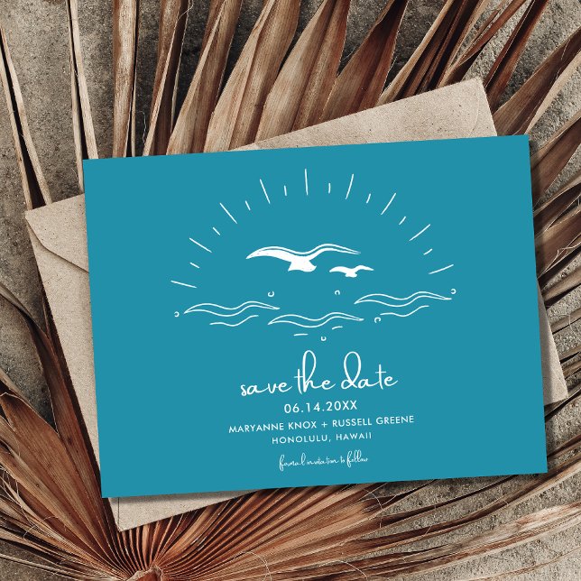 Beach Wedding Save the Date  Announcement Postcard (Creator Uploaded)