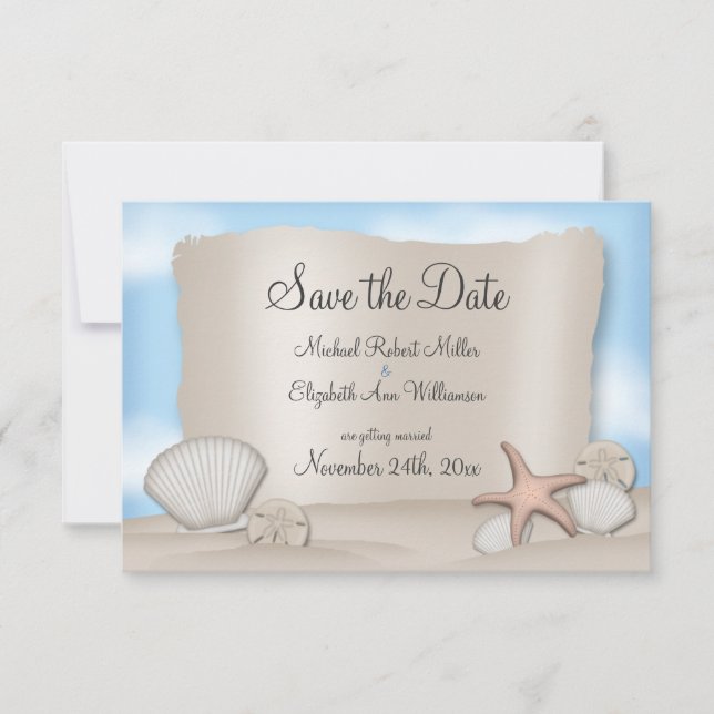 Beach Wedding Save the Date Announcements (Front)