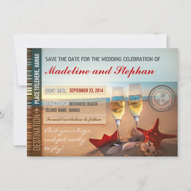 beach wedding save the date cards (Front)