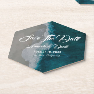 Beach Wedding Save The Date Coaster