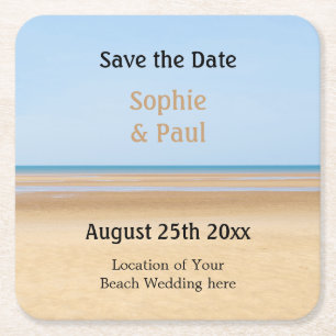 Beach Wedding Save The Date Paper Coaster