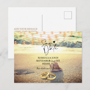 Beach wedding save the date postcard