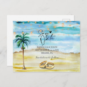 Beach wedding save the date postcard