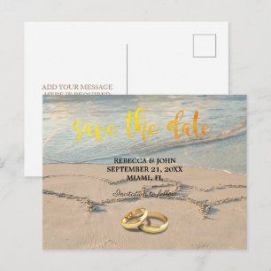 Beach wedding save the date postcard