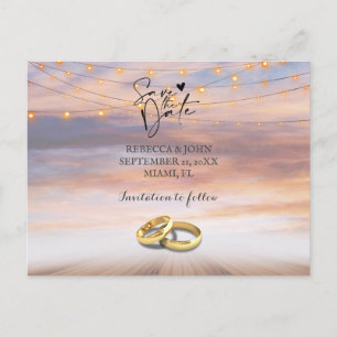 Beach wedding save the date postcard