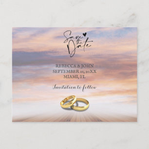 Beach wedding save the date postcard