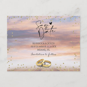 Beach wedding save the date postcard