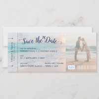 Beach Wedding Save the Date Ticket