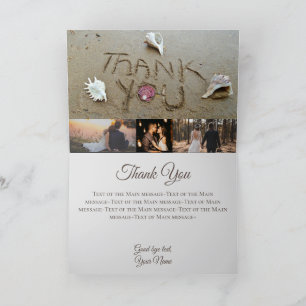 Beach Wedding  Seashell photo collage Thank you Card