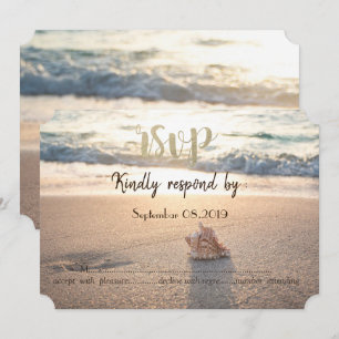 Beach Wedding,Seashell RSVP Invitation