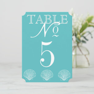 Beach Wedding Seashell Table Number Card