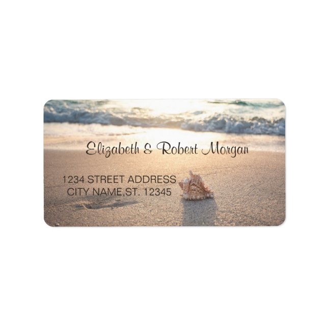 Beach Wedding Seashell Wedding Label (Front)
