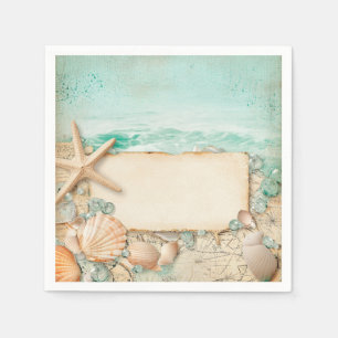Beach wedding seashells 2 napkin