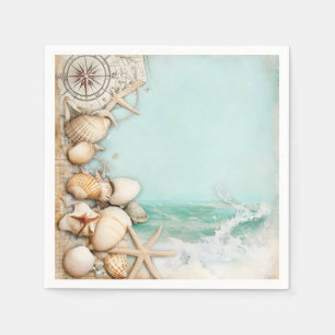 Beach wedding seashells 3 napkin