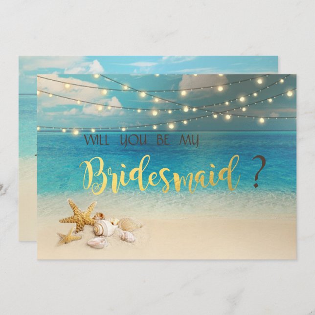 Beach Wedding Seashells  Bridesmaid Card (Front/Back)