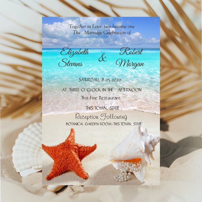 Beach Wedding Seashells Invitation (Creator Uploaded)