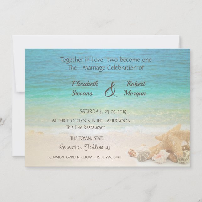 Beach  Wedding Seashells Invitation (Front)