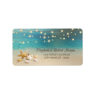 Beach Wedding, Seashells Lights Label