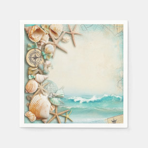 Beach wedding seashells napkin