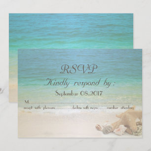 Beach Wedding Seashells RSVP Invitation