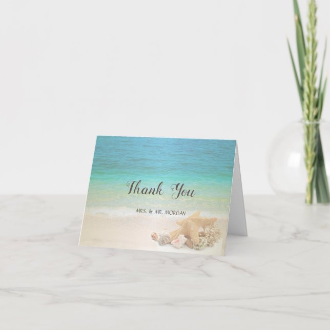 Beach  Wedding Seashells Thank You Card (Front)