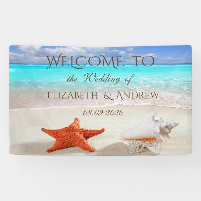 Beach Wedding Seashells  Wedding Banner (Horizontal)