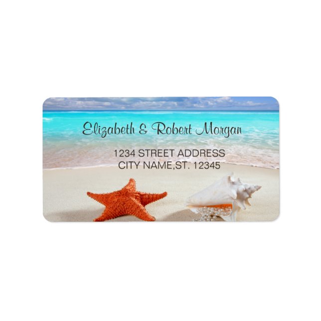 Beach Wedding Seashells Wedding Label (Front)