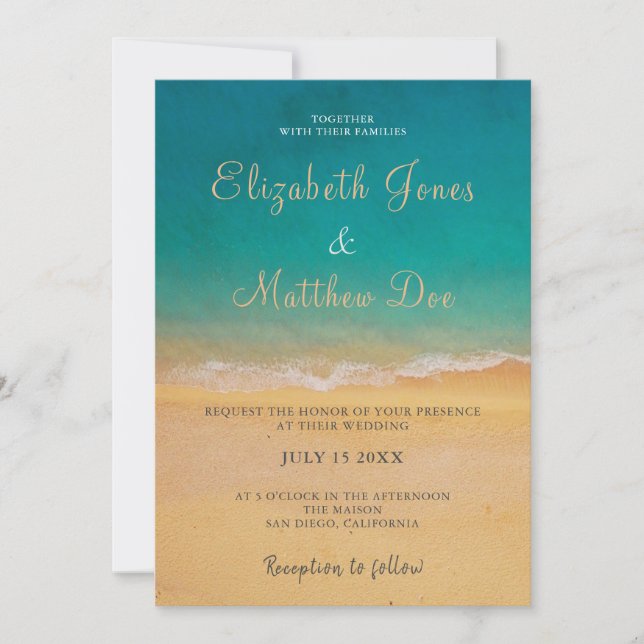 Beach Wedding - Seaside/Oceanside Wedding Invitation (Front)