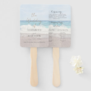 Beach Wedding Seaside/Oceanside Wedding Program Hand Fan