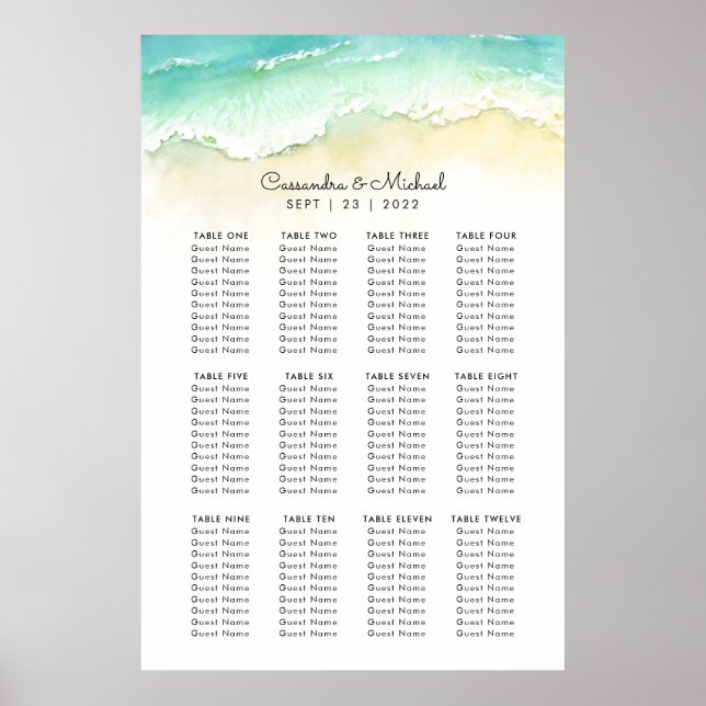 Beach Wedding Seating Chart (Front)
