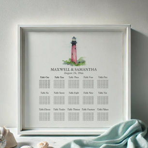 Beach Wedding SEATING CHART Lighthouse